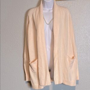 LOFT Cream Open-Front Cardigan